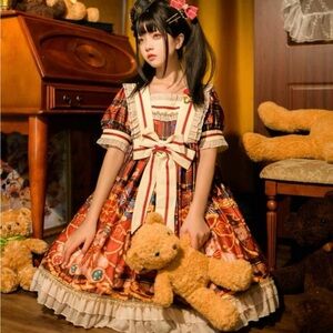Kawaii Lolita Teddy Bear Dress with Bow Detail - NWT - Size M